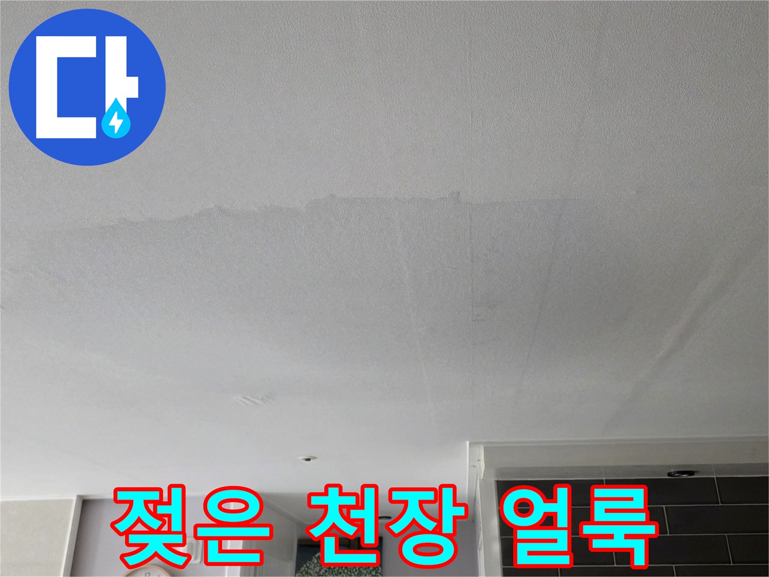넓게 퍼진 형태의-거실 천장 수분 침투 흔적