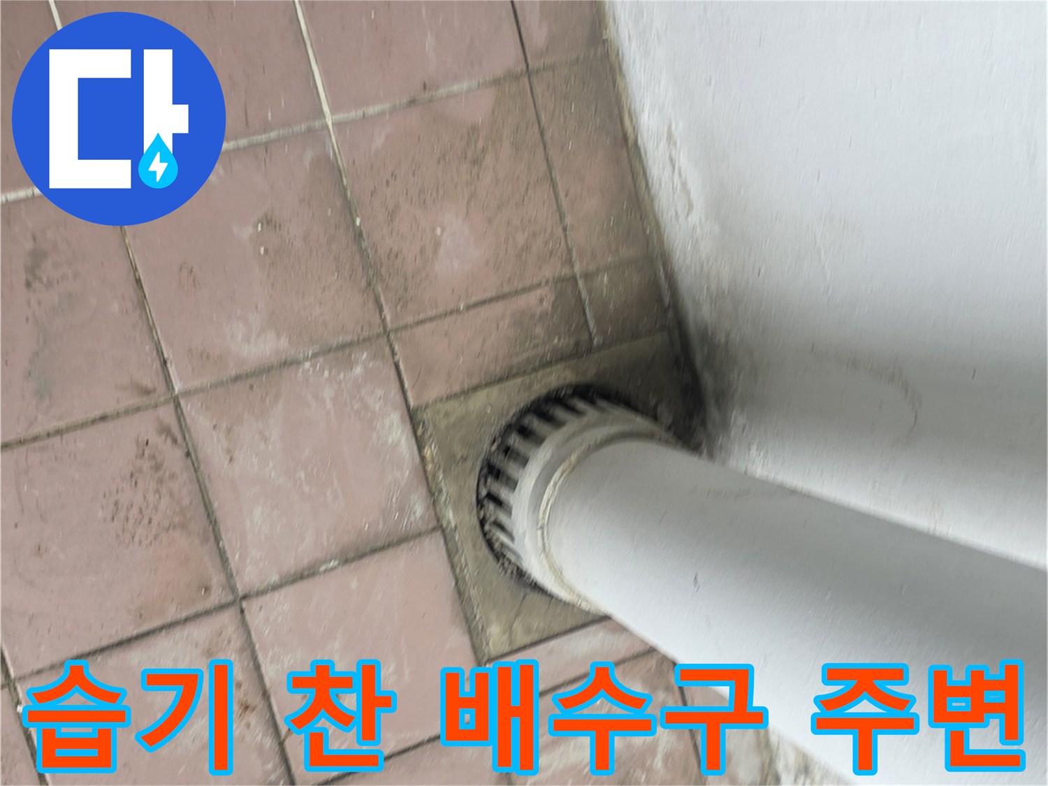 물기가-스며든-세탁실-배수구-주변
