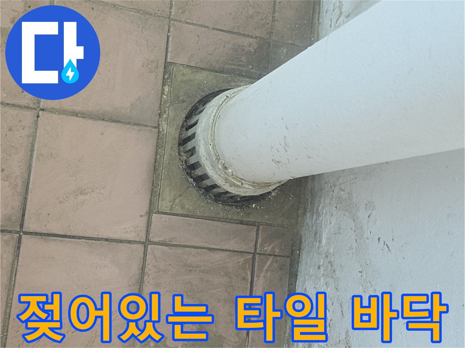 배수구-주변-타일-사이의-물기-확인