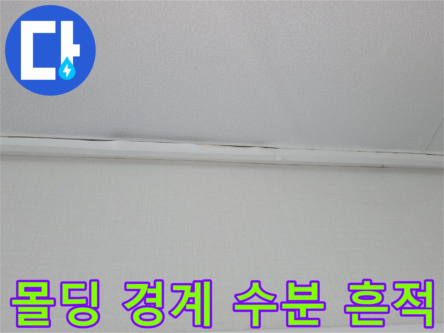 천장-몰딩과-벽지-사이의-물기-흔적