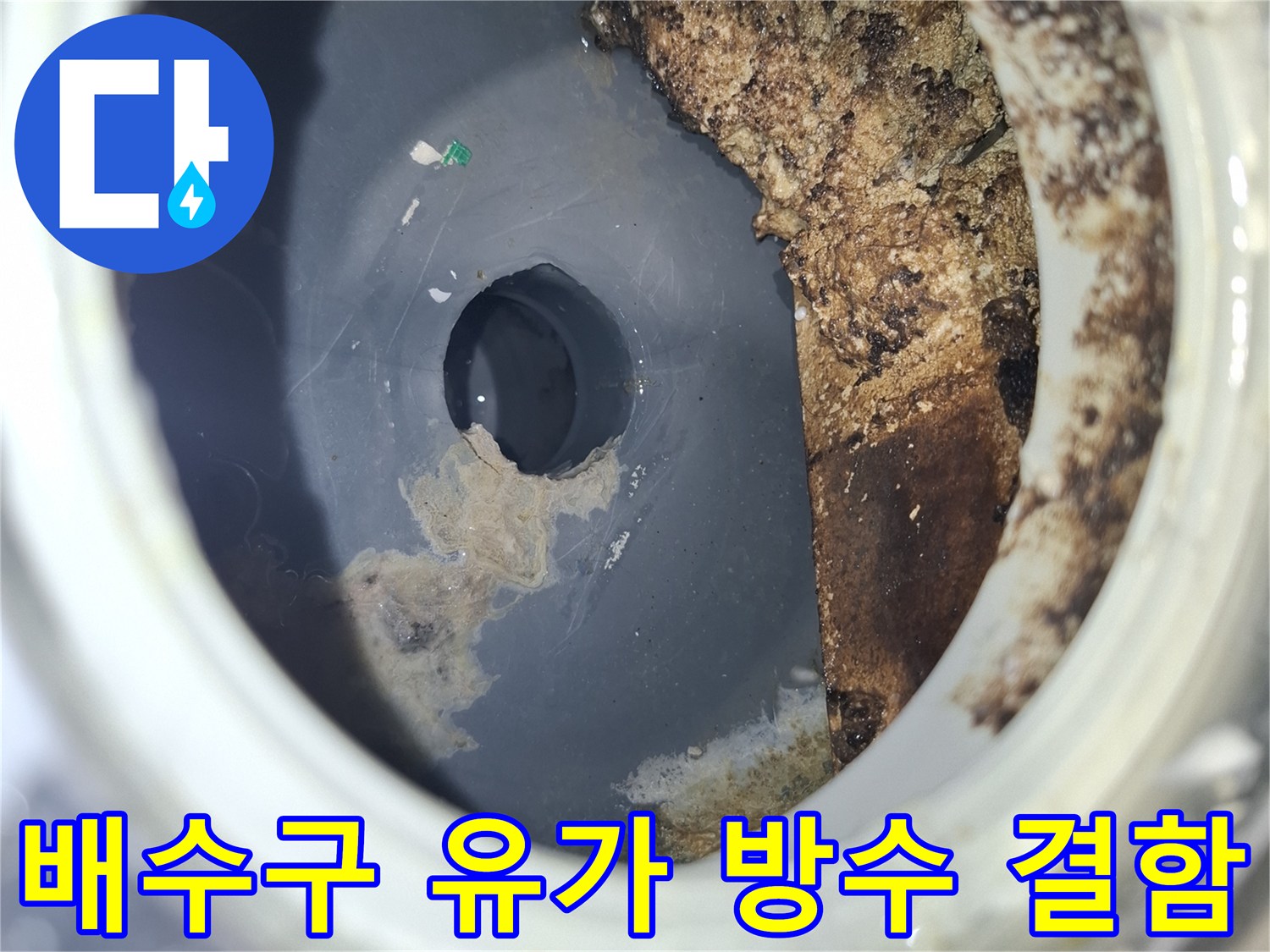 욕실-배수구-주변의-방수층-파손-상태