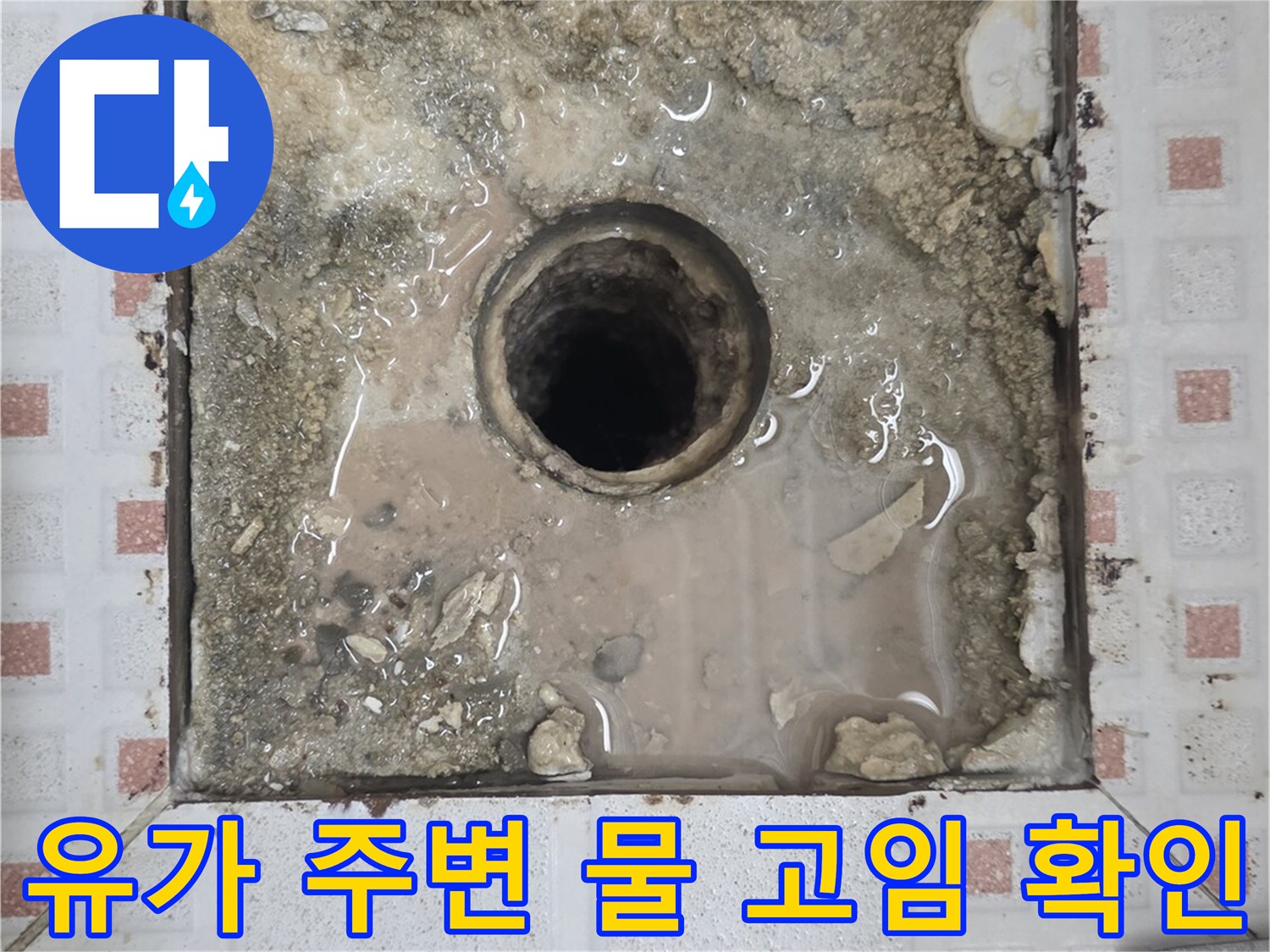 물이-고여있는-욕실-배수구-내부-상태