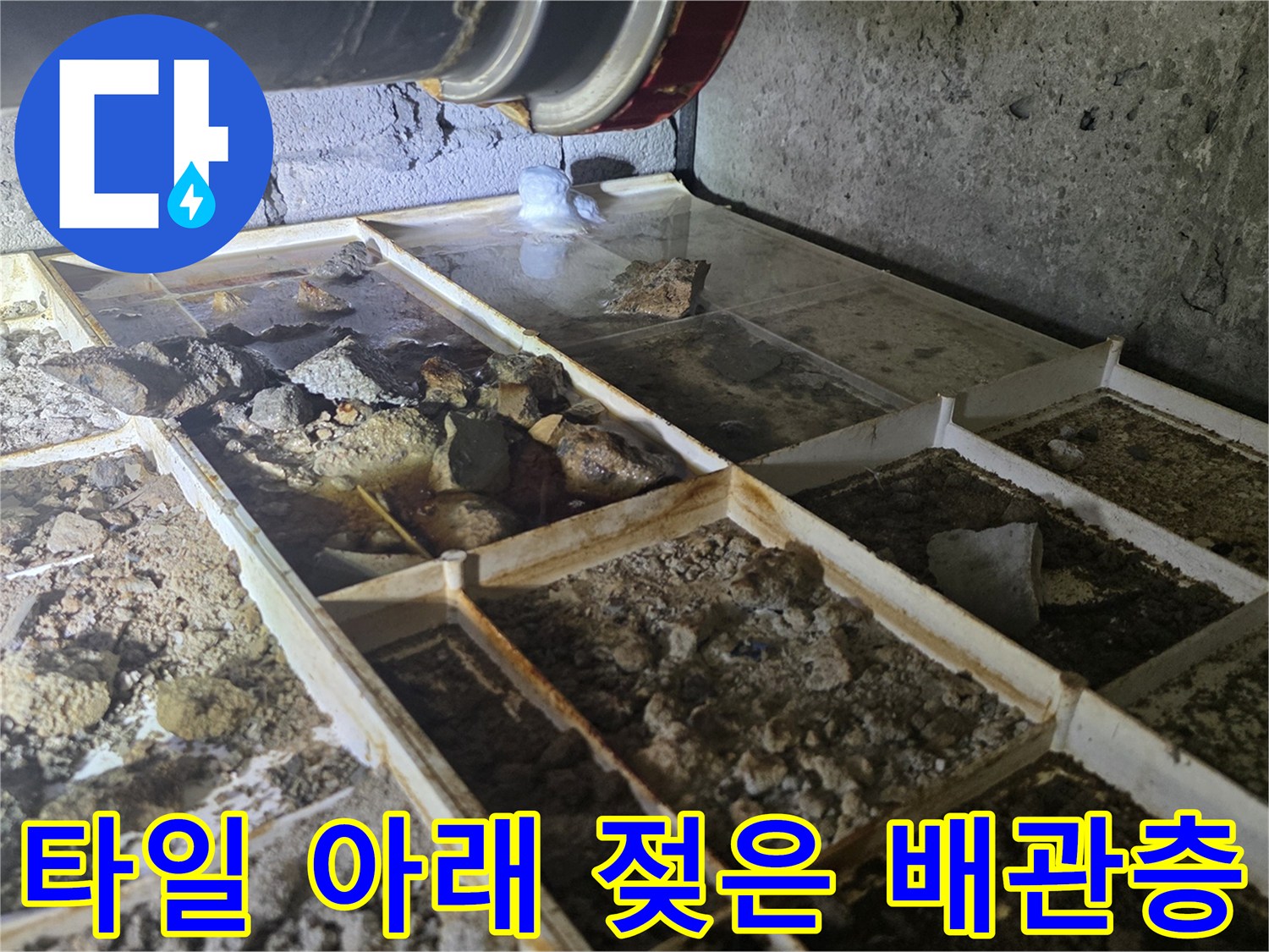 타일-하부-배관-주변-젖은-상태