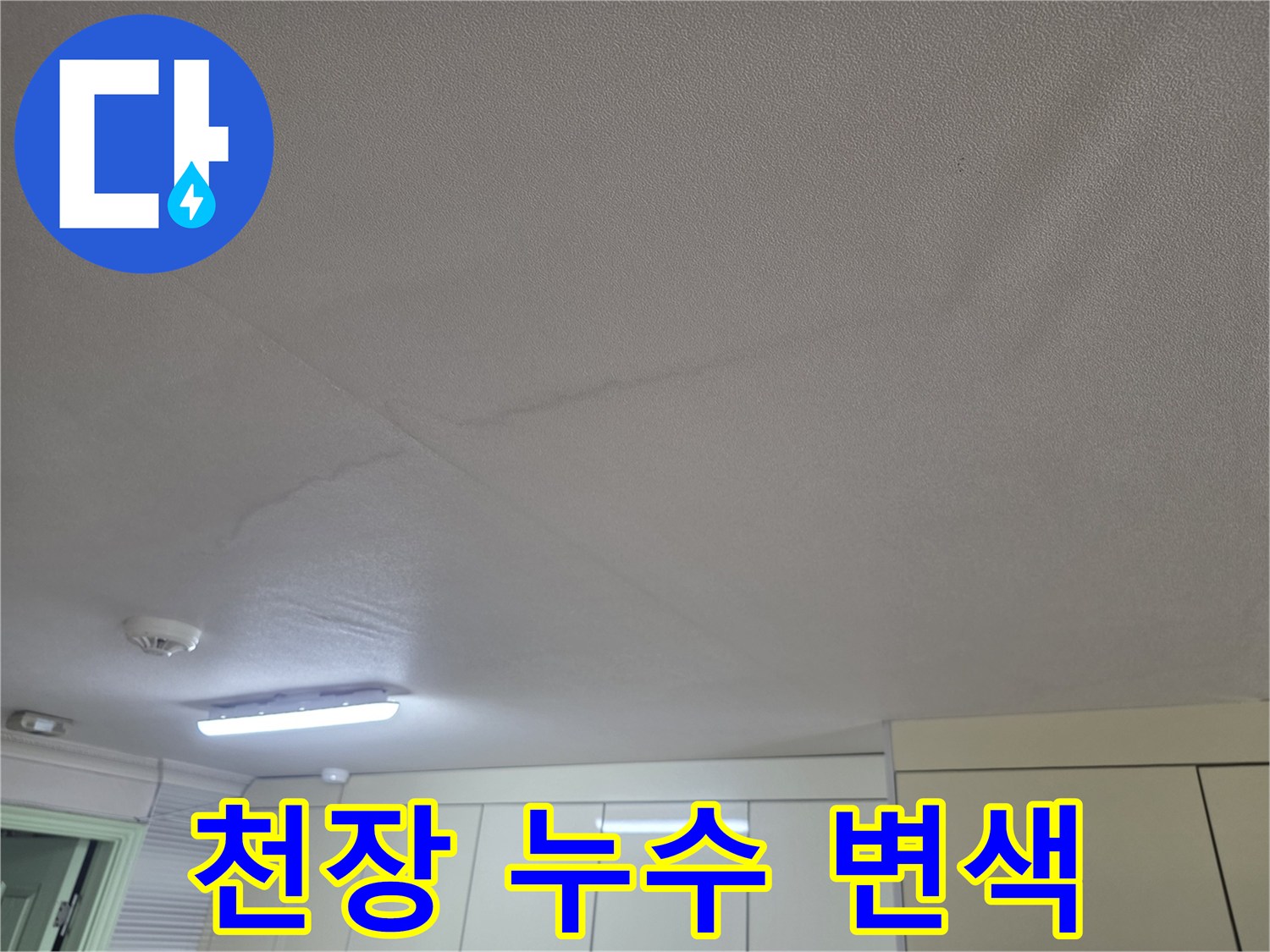 아랫집 천장에 나타난 누수 침투 흔적