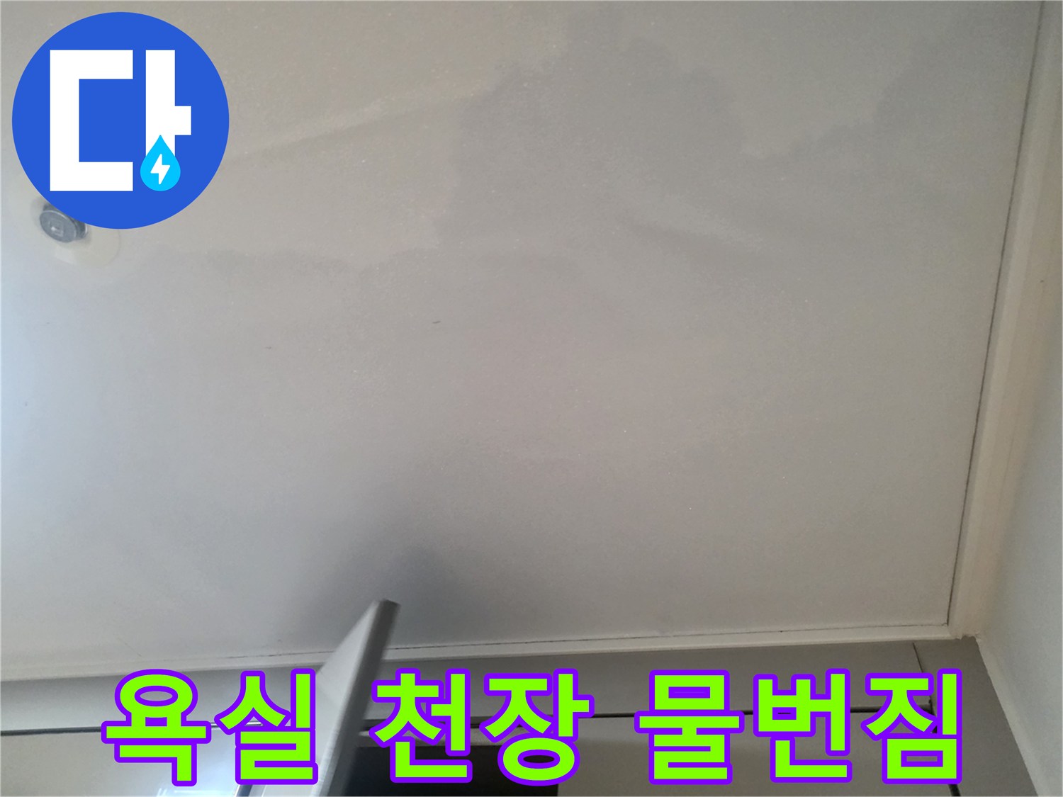 천장 도배면의 누수 침투 흔적 확인