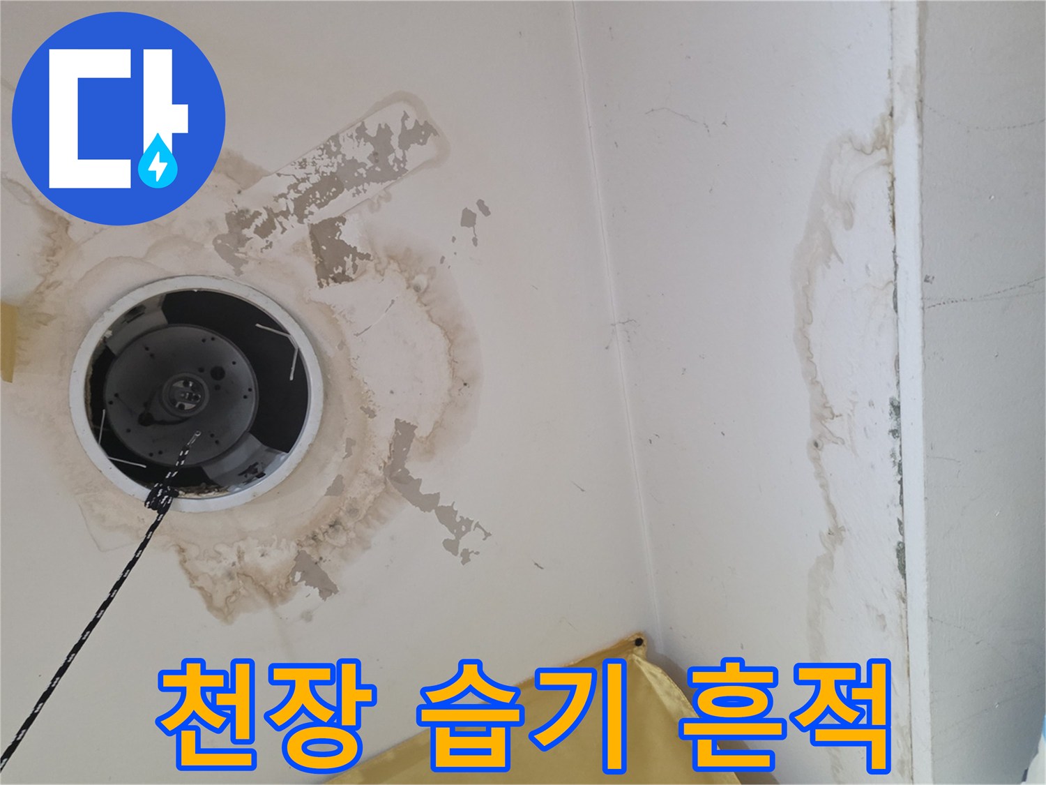 물샘으로 인한-천장 마감재의 오염 및 변색