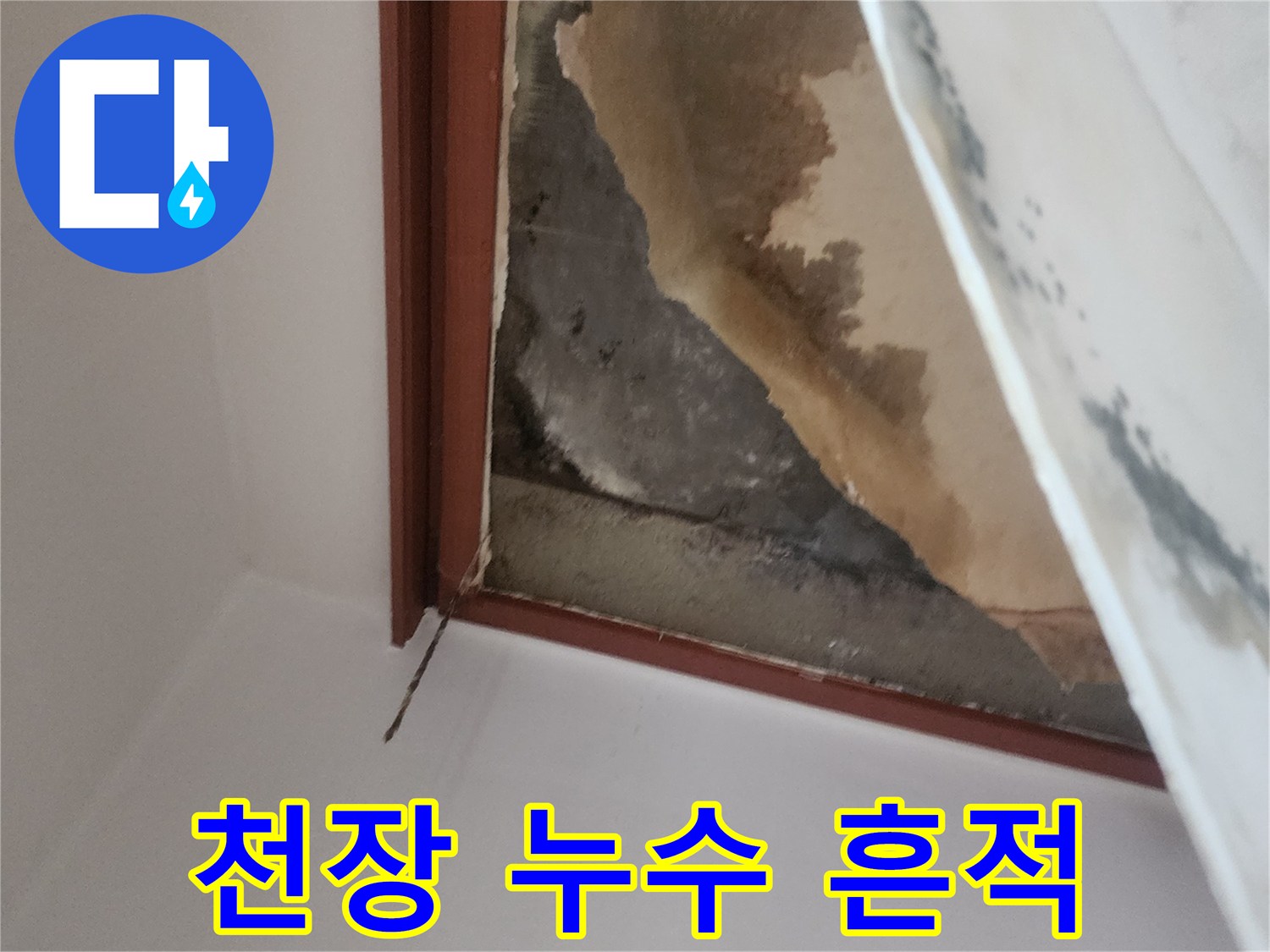 누수로-젖어있는-천장-도배지