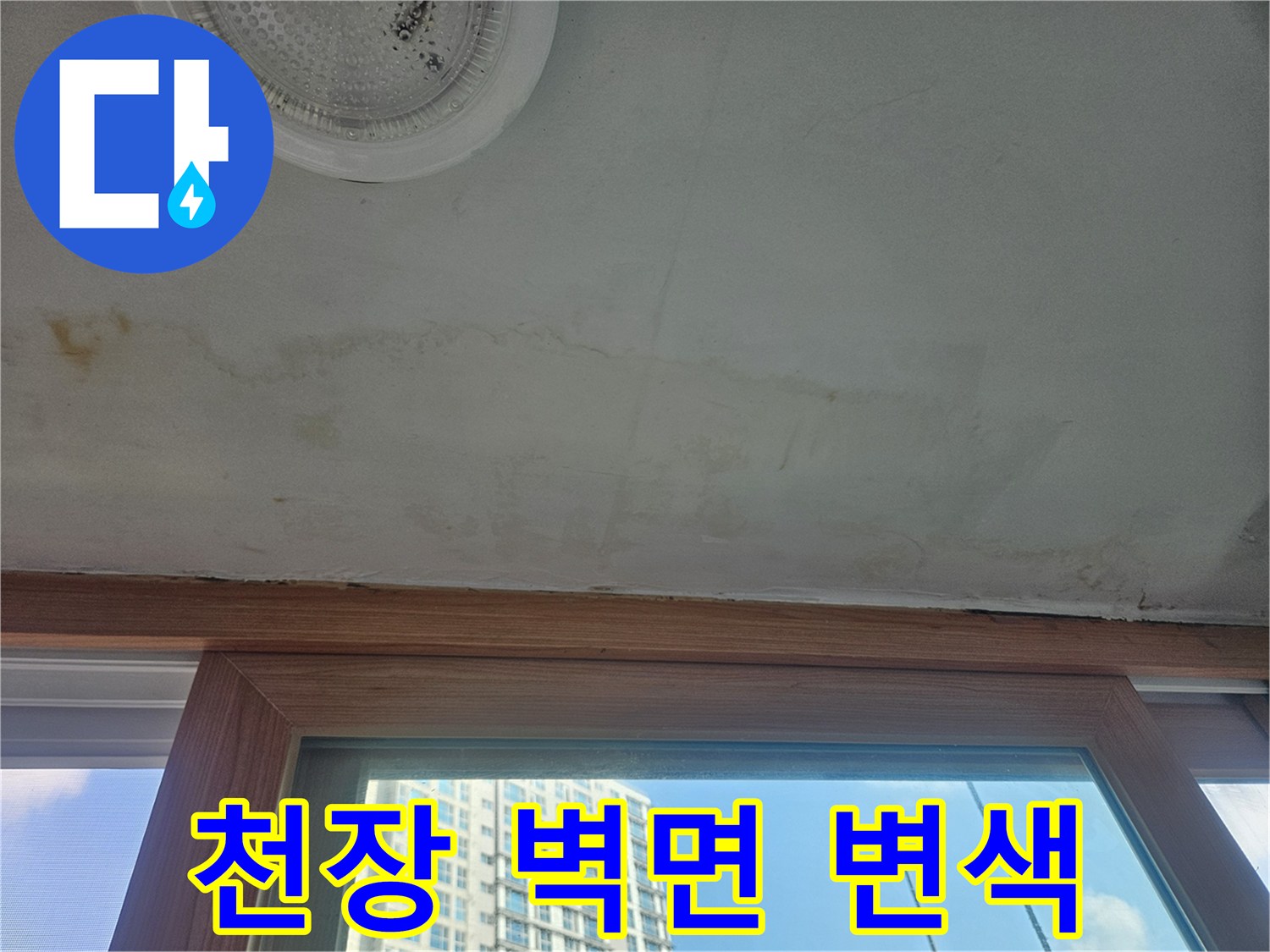 창틀-하단부-천장-벽면의-젖은-흔적