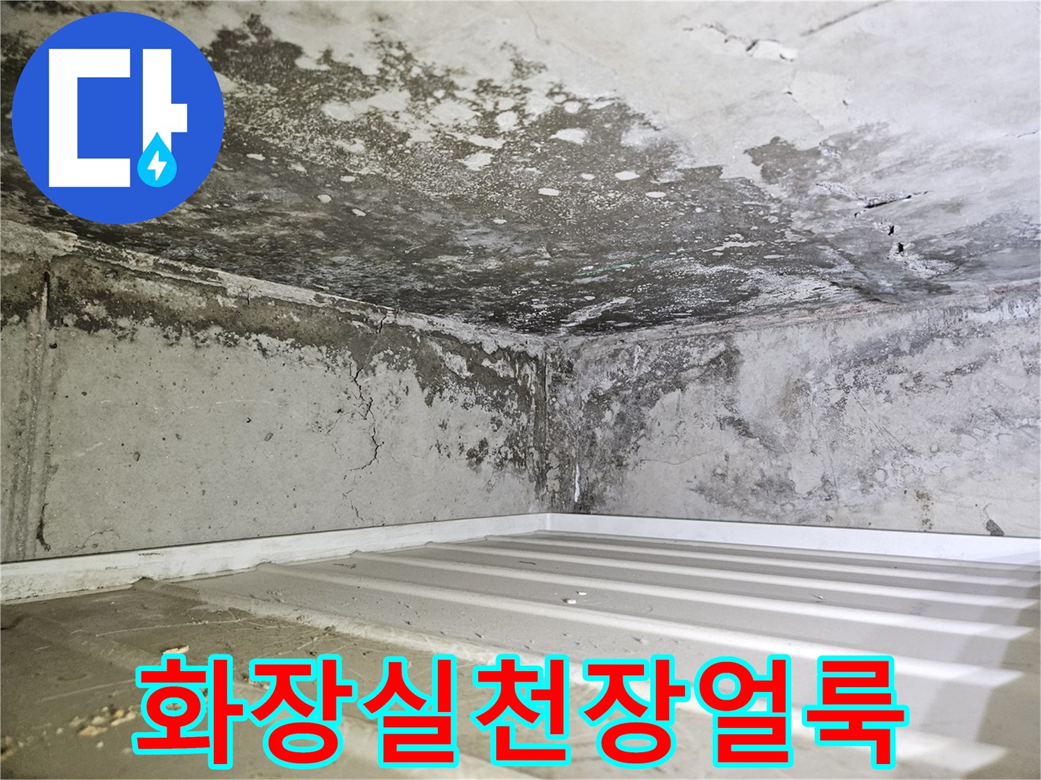 누수로-젖은-화장실-천장-판넬-표면