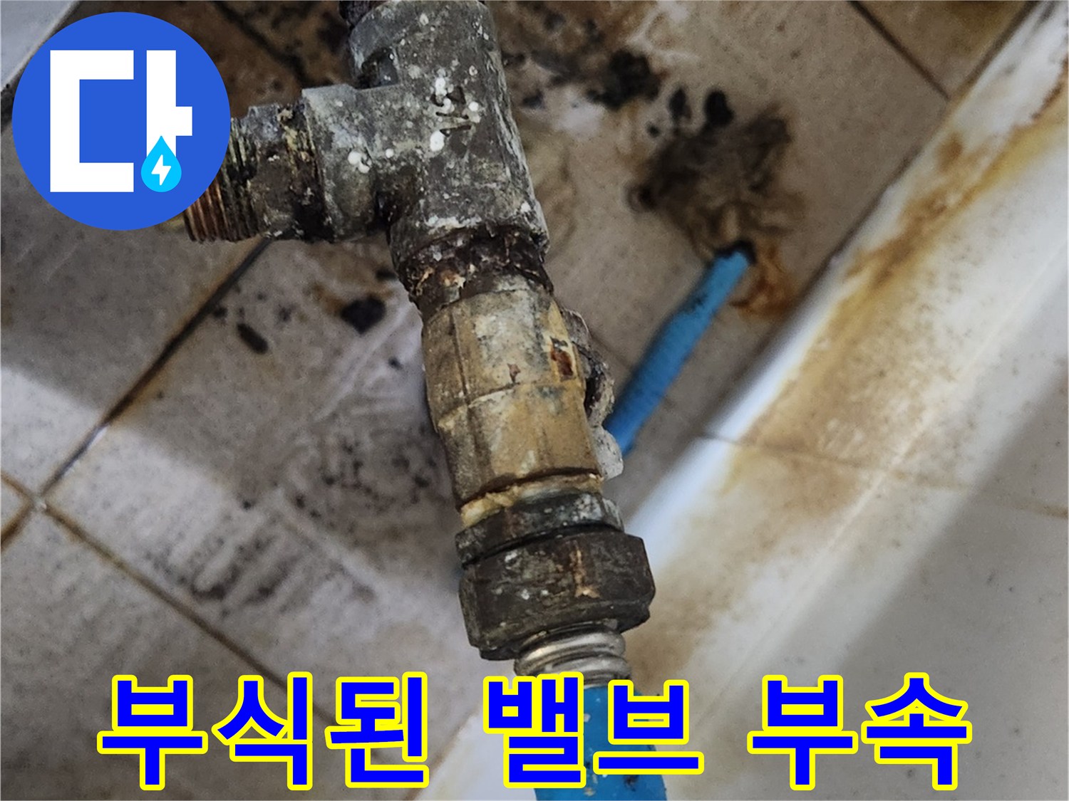물샘으로 인해 오염된 T자형 분기 밸브
