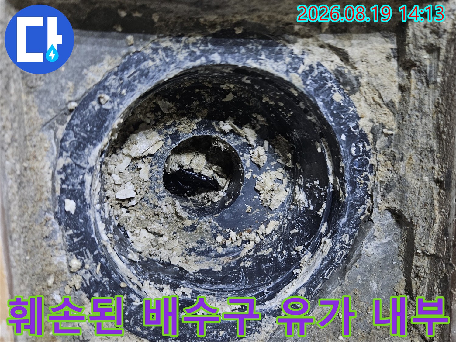백석동 현장의-오염된 배수구 내부 모습