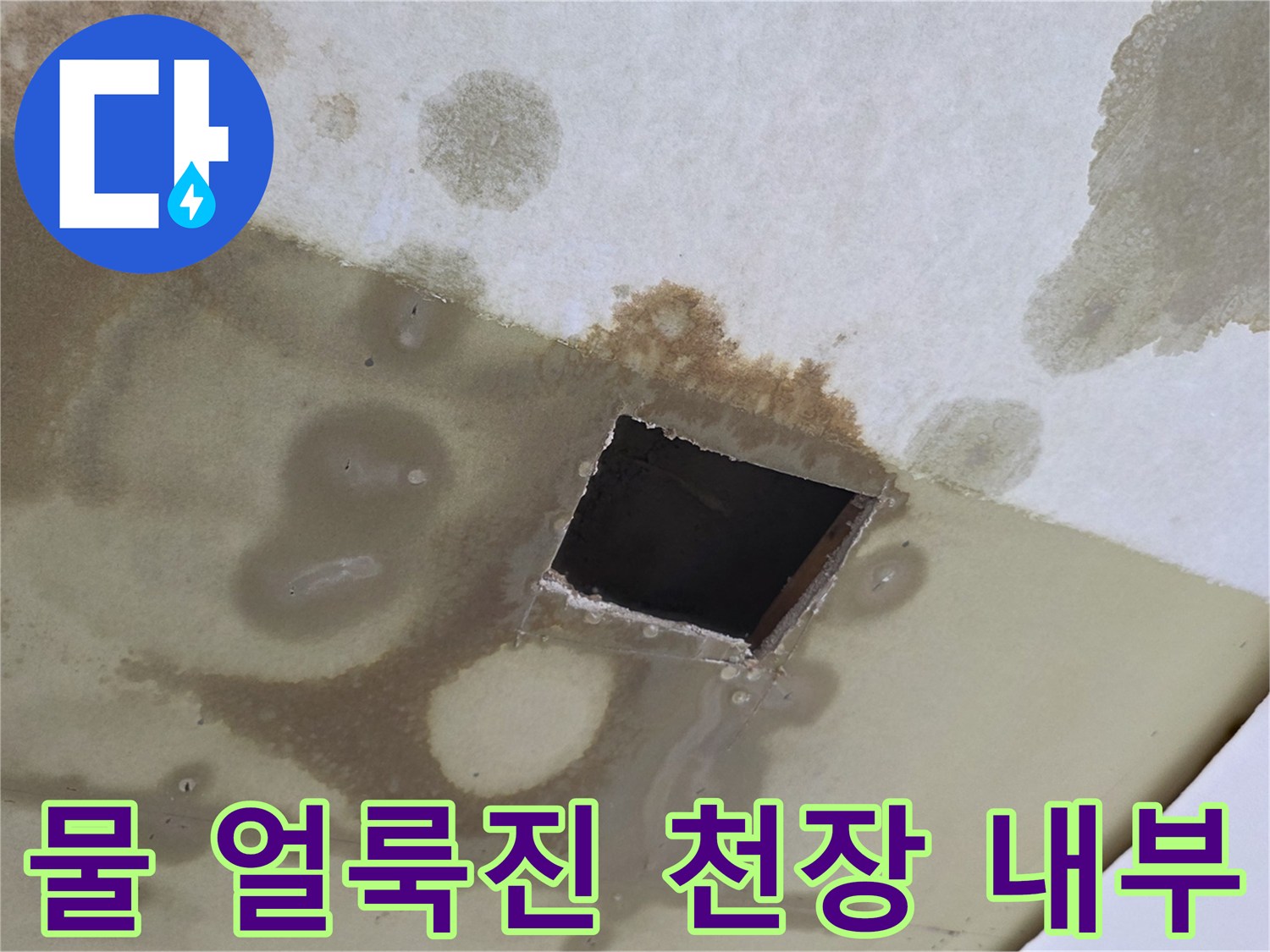 습기로 인해-젖어 있는 천장 마감재