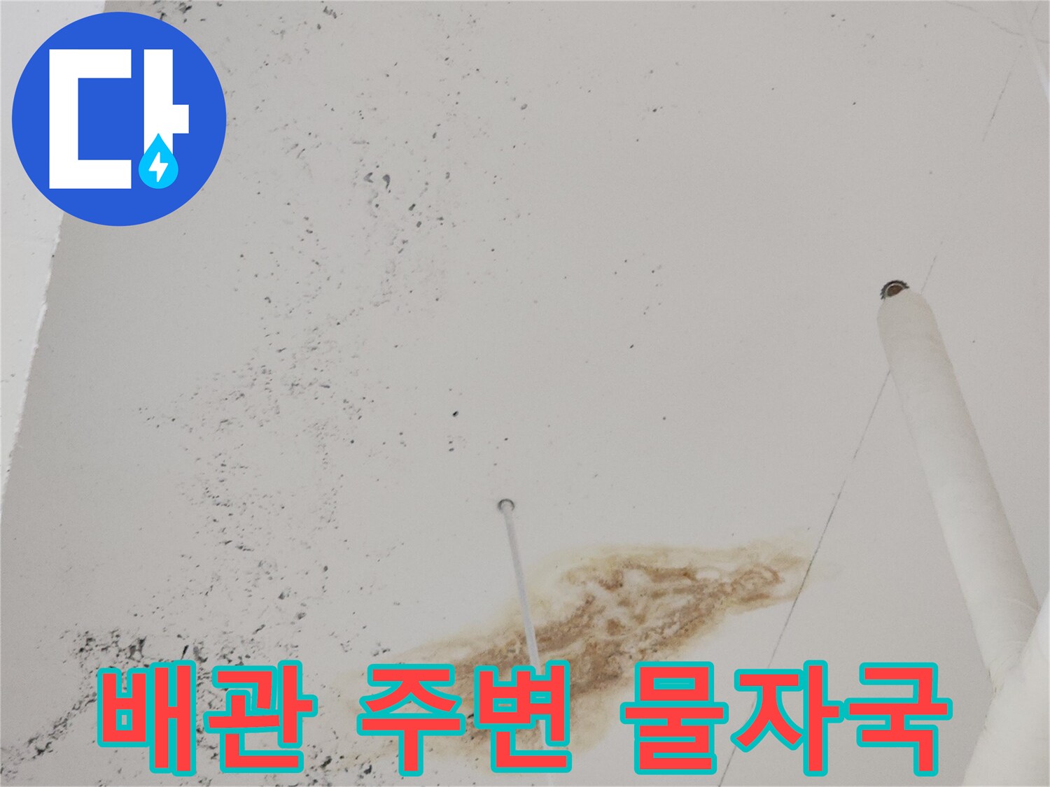 천장-배관-라인을-따라-발생한-물샘-흔적