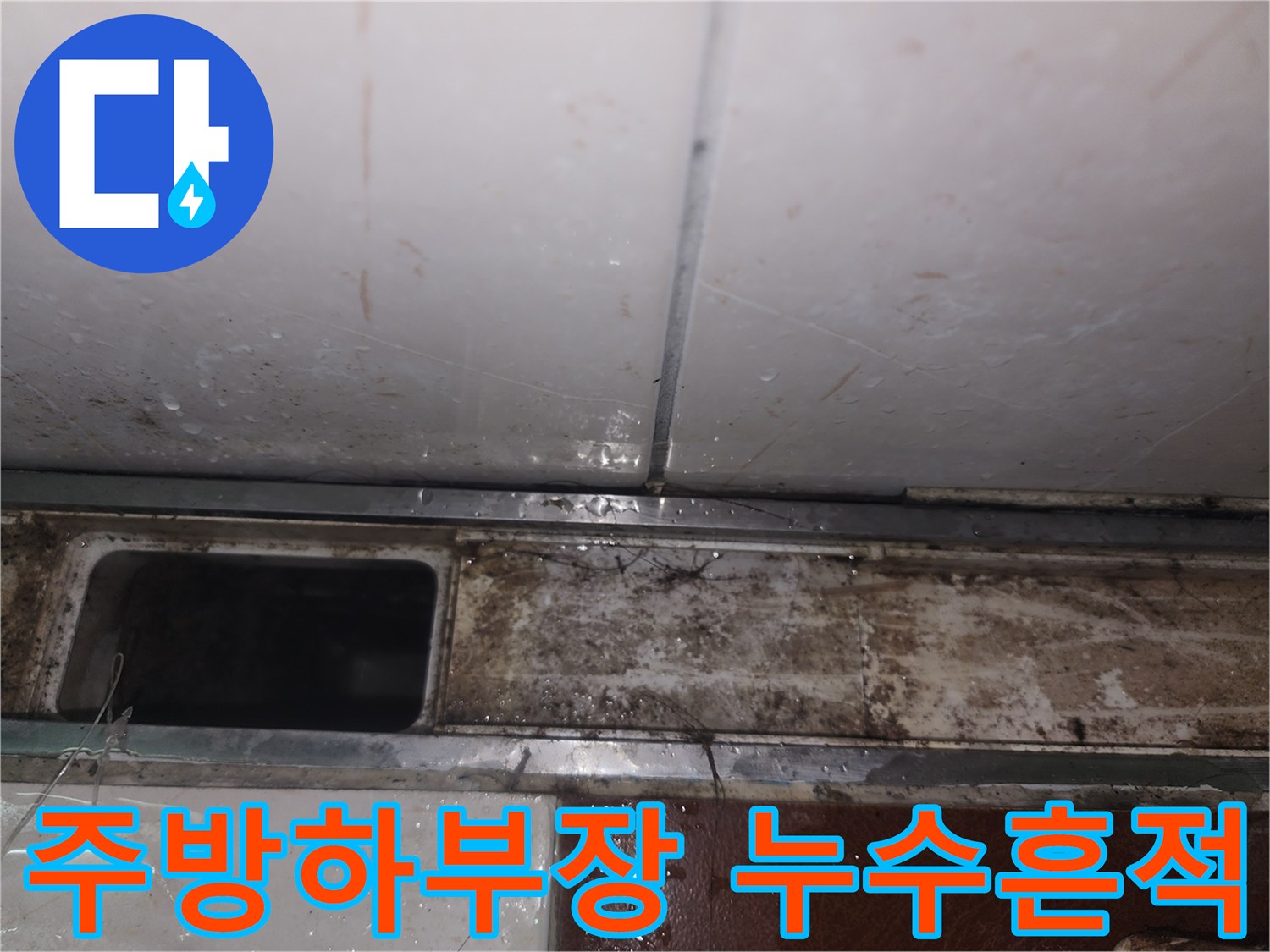 싱크대 하단부-습기로 인한 오염 및 변색 상태