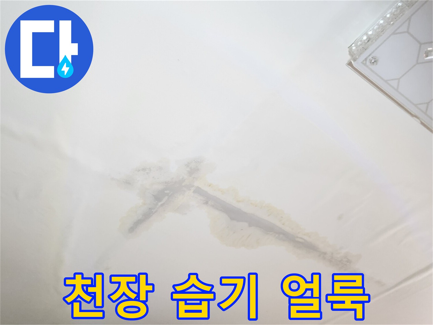 물샘 현상이 나타난-천장 마감 부위