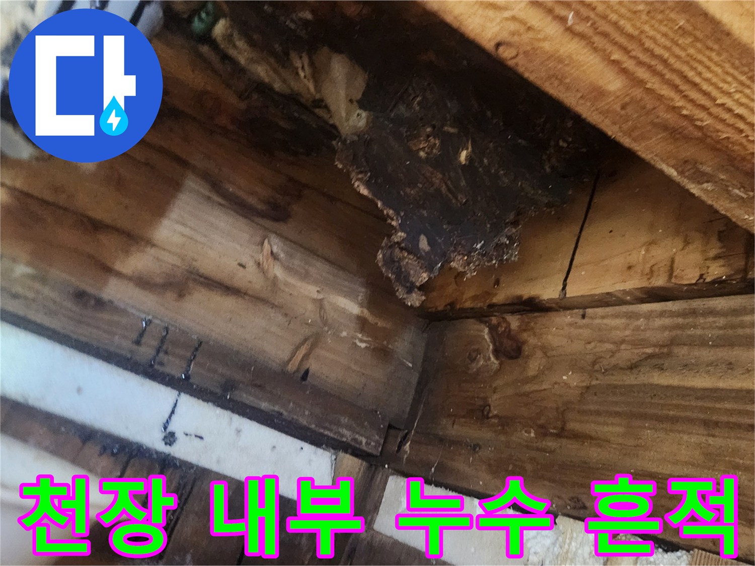 목조주택-천장-내부-물기-흔적