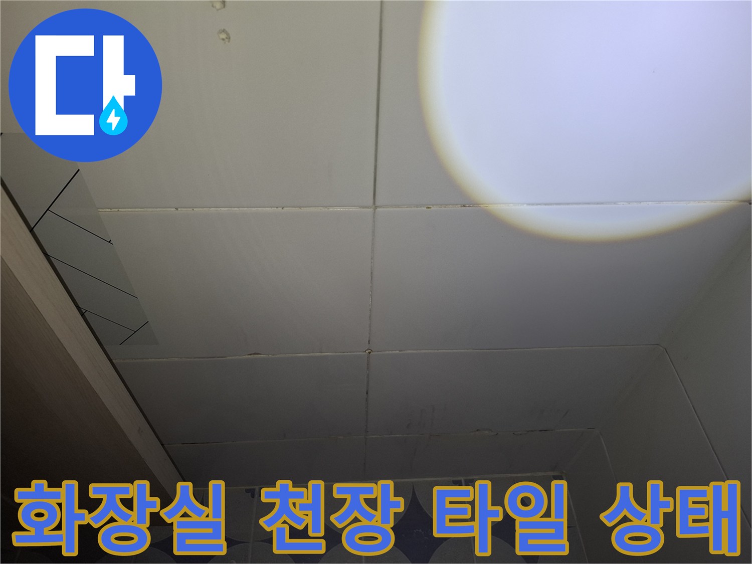 안산 상록구 화장실 천장 타일 틈새의 습기 흔적