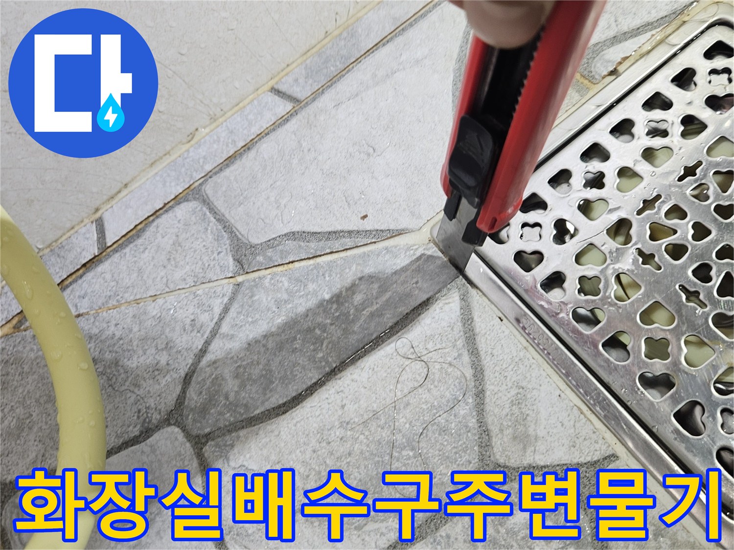 화장실-배수구-주변의-젖은-타일-상태