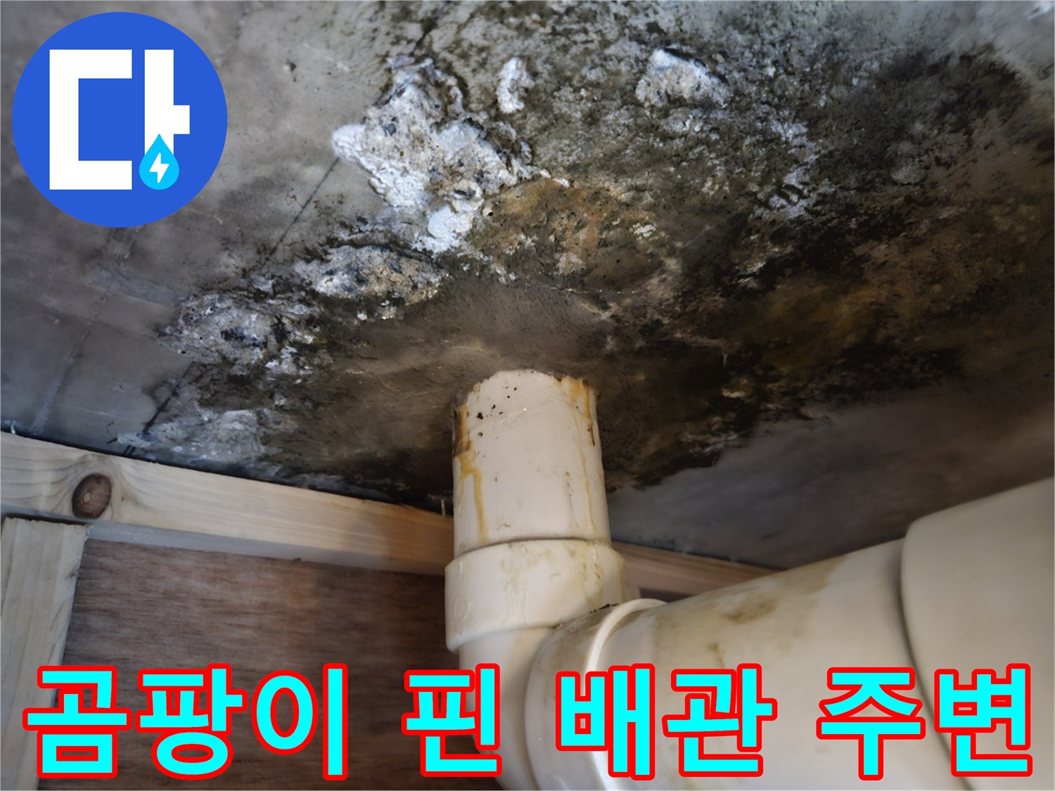 누수-흔적이-남은-천장-슬래브-및-배관