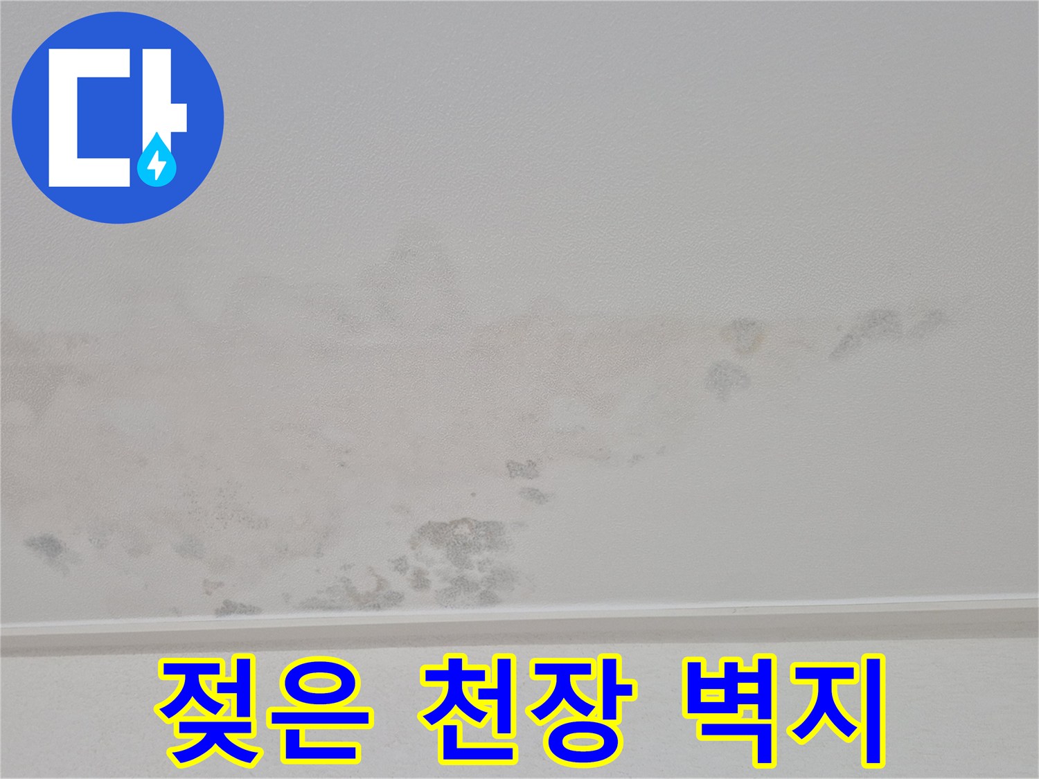 물에-젖어-변색된-천장-벽지의-상태
